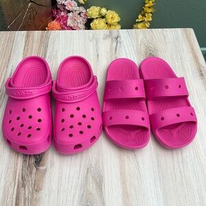 CROCS- Classic Clog & Classic Sandal bundle size 8 PINK